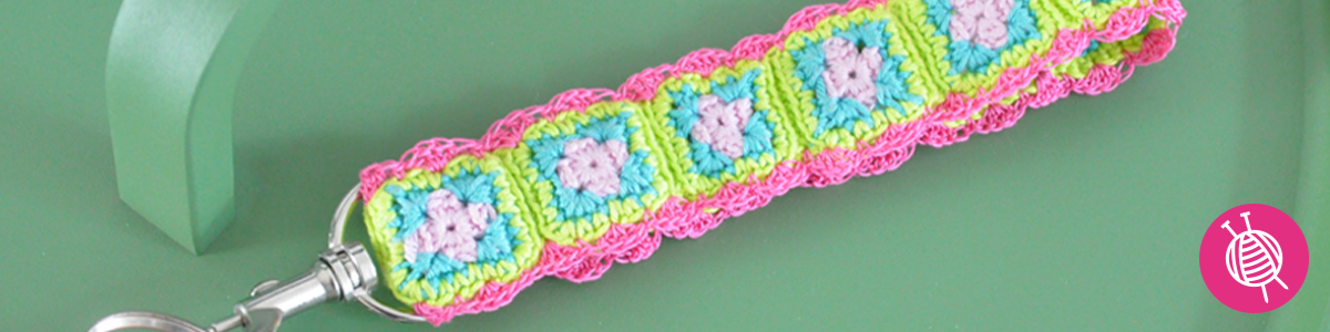 Sleutelhanger haken van mini Granny Squares