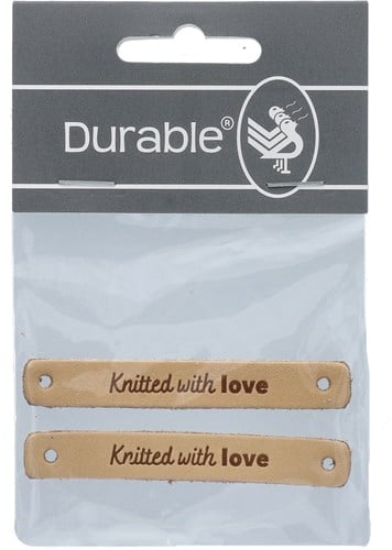 Durable Leren Label Knitted with Love (2 stuks) 001 Light Brown