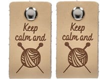 Durable Leren Label Keep Calm and Knit (2 stuks) 001 Light Brown-2