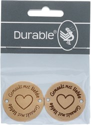 Durable Leren Label Gemaakt met Liefde Rond (2 stuks) 001 Lichtbruin